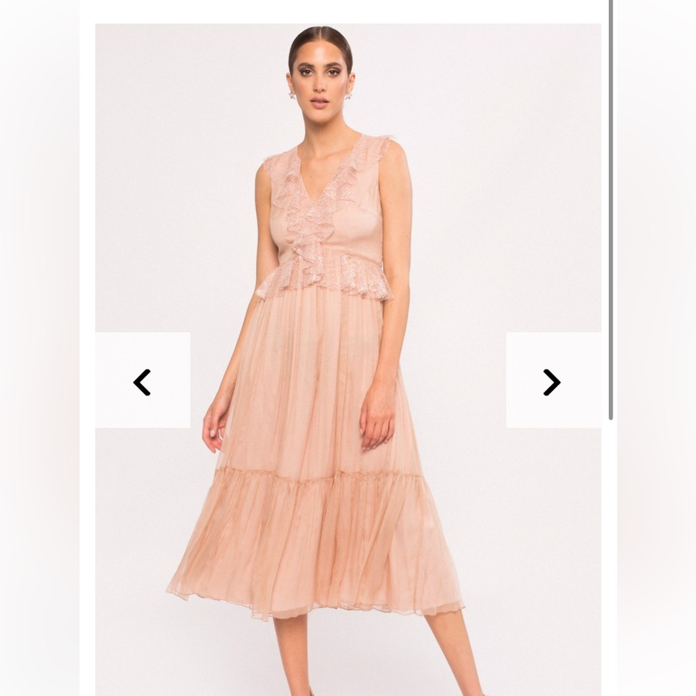 NISSA lace trim silk dress NWT
